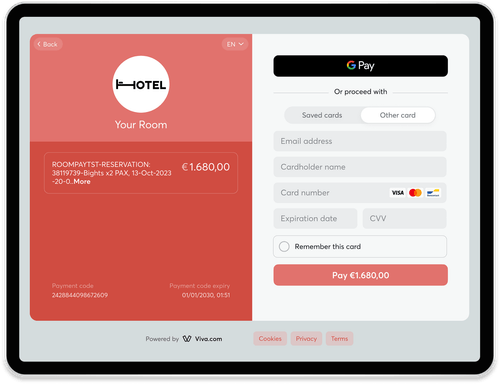 Screenshot of payment process from roompay